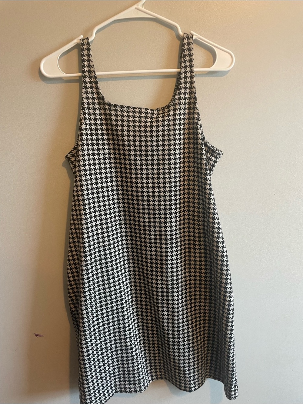 Old Navy Black and White Houndstooth Mini Slip Dress